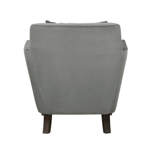 English Elm Stylish Gray Velvet Accent Chair with Tufted Back & Matching Pillow, Solid Wood Frame, Modern Comfort B011P172695