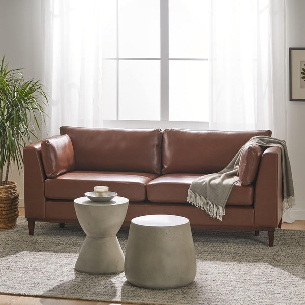 English Elm Christopher Knight Home® - 3 Seater Sofa – Elegant Light Brown Faux Leather Couch For Modern Living Rooms, Easy Assembly & Comfort 72145.00ACOGN_72145.00BCOGN