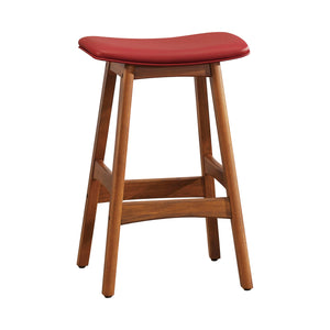 English Elm Solid Walnut Finish Counter Height Stools Set of 2 — Mid-Century Faux Leather Seats, Matte Frame, Sleek Dining Barstools Red 39.5 L x 16 W x 6.5 H B011P172708