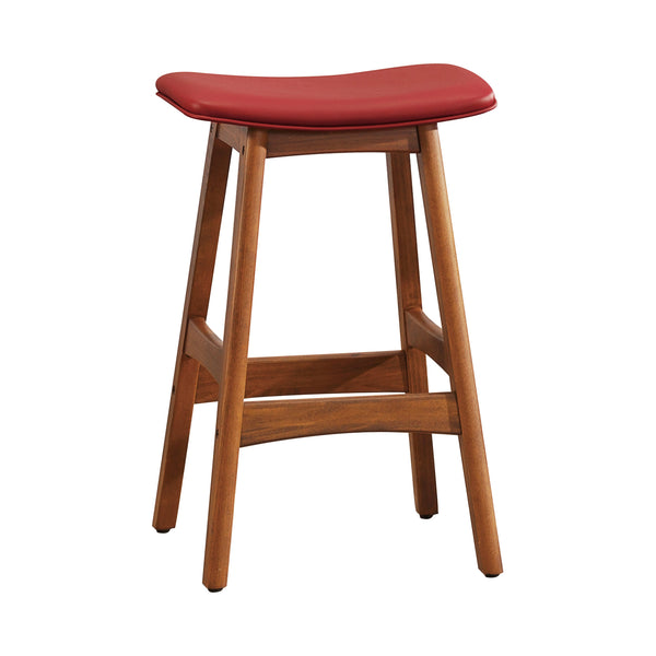 English Elm Solid Walnut Finish Counter Height Stools Set of 2 — Mid-Century Faux Leather Seats, Matte Frame, Sleek Dining Barstools Red 39.5 L x 16 W x 6.5 H B011P172708