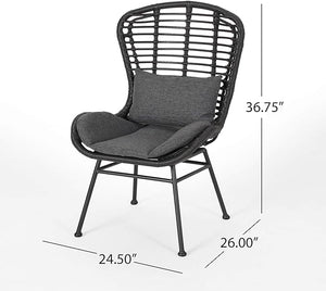 English Elm Christopher Knight Home® - Great Great Deal Furniture Alberta 2-Seater Outdoor Wicker Chat Set with Tempered Glass Side Table, Gray Cozy Boho Style 65489.00GRY-2_65038.00GRY