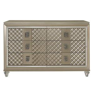 English Elm Glamorous Hollywood Regency Six Drawer Dresser with Mirrored Trim and Acrylic Feet B011P172673