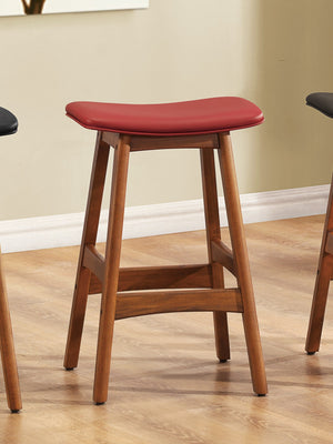 English Elm Solid Walnut Finish Counter Height Stools Set of 2 — Mid-Century Faux Leather Seats, Matte Frame, Sleek Dining Barstools Red 39.5 L x 16 W x 6.5 H B011P172708