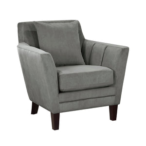 English Elm Stylish Gray Velvet Accent Chair with Tufted Back & Matching Pillow, Solid Wood Frame, Modern Comfort B011P172695