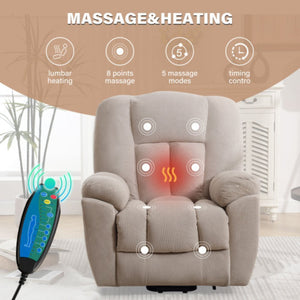 English Elm Power Lift Recliner with Heat Massage Infinite Positions and Usb for Senior Living W1807S00024