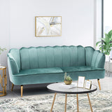 Christopher Knight Home® - Noble House - Reitz Modern Glam Velvet Channel Stitch 3 Seater Shell Sofa