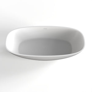 English Elm 66.9 Inch Stone Resin Freestanding Soaking Tub Matte White Spa Bath for Modern Homes W1613P172623