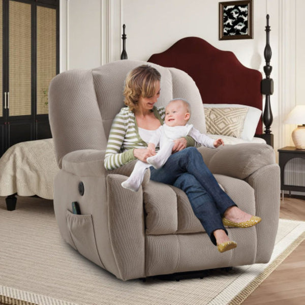 English Elm Power Lift Recliner with Heat Massage Infinite Positions and Usb for Senior Living W1807S00024