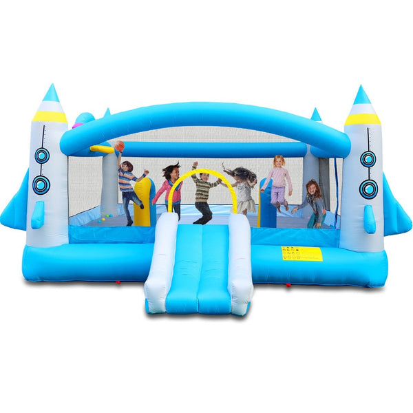 English Elm Multifunctional Kids Backyard Bounce and Slide Inflatable with Blower Mesh Walls W1677115481