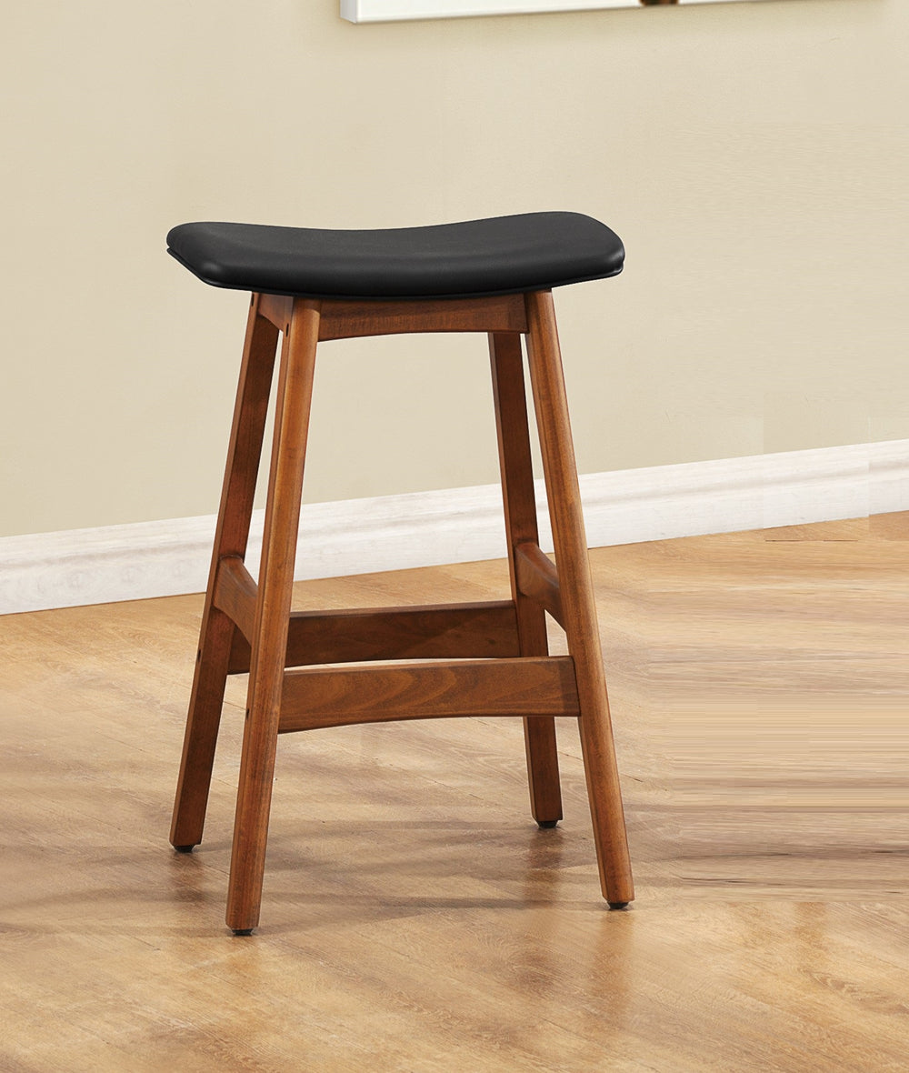 English Elm Solid Walnut Finish Counter Height Stools Set of 2 — Mid-Century Faux Leather Seats, Matte Frame, Sleek Dining Barstools Black 39.5 L x 16 W x 6.5 H B011P172706