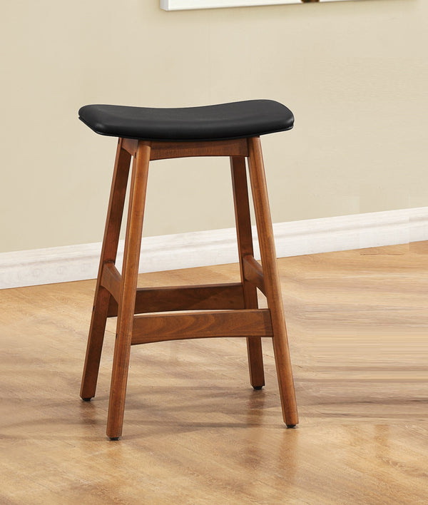English Elm Solid Walnut Finish Counter Height Stools Set of 2 — Mid-Century Faux Leather Seats, Matte Frame, Sleek Dining Barstools Black 39.5 L x 16 W x 6.5 H B011P172706