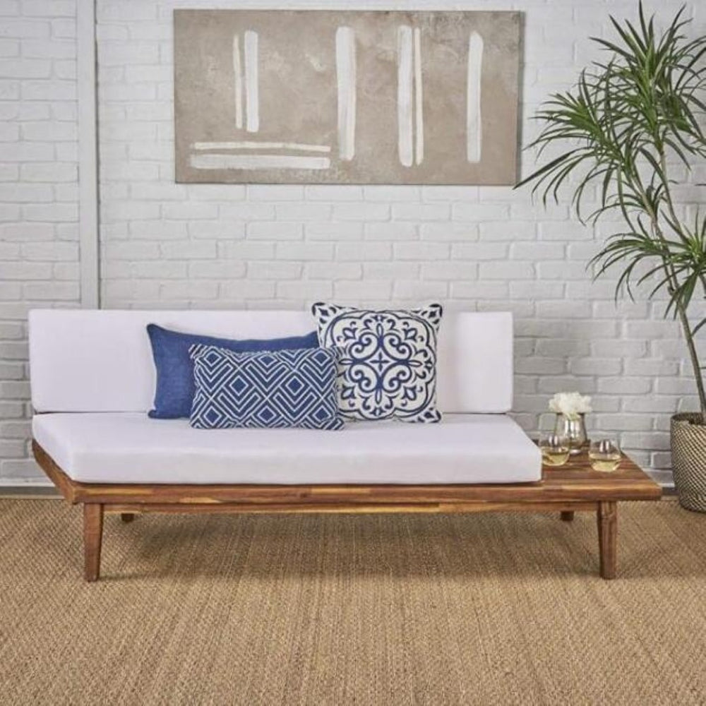English Elm Hillcrest Solid Acacia Corner Sofa with Built-in Side Table for Outdoor Living 61288.00RSBWHI