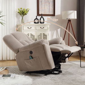 English Elm Power Lift Recliner with Heat Massage Infinite Positions and Usb for Senior Living W1807S00024