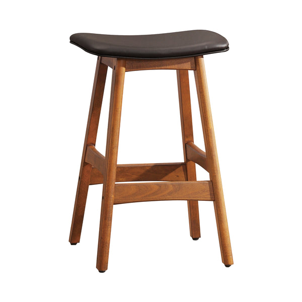 English Elm Solid Walnut Finish Counter Height Stools Set of 2 — Mid-Century Faux Leather Seats, Matte Frame, Sleek Dining Barstools Dark Brown 39.5 L x 16 W x 6.5 H B011P172707