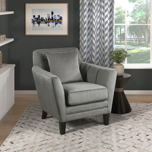 English Elm Stylish Gray Velvet Accent Chair with Tufted Back & Matching Pillow, Solid Wood Frame, Modern Comfort B011P172695