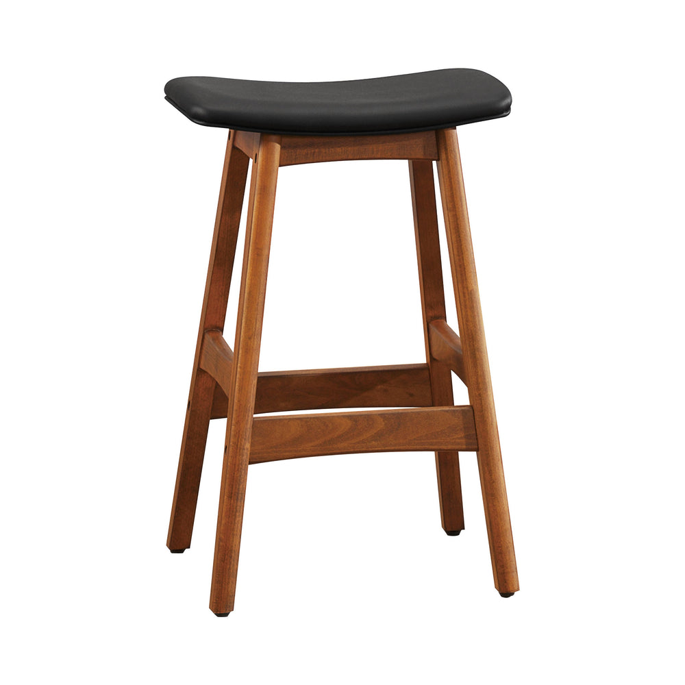 English Elm Solid Walnut Finish Counter Height Stools Set of 2 — Mid-Century Faux Leather Seats, Matte Frame, Sleek Dining Barstools Black 39.5 L x 16 W x 6.5 H B011P172706