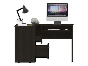 English Elm Raleigh L-Shaped Desk with Keyboard Tray, Two Drawers, Open Shelf & CPU Storage for Home Office Black 51 L x 22 W x 5 H B128P148969