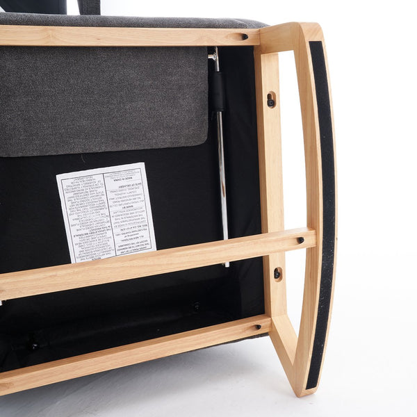 English Elm LY-5104 High Back Gray Accent Rocking Chair with Footrest, Foam+Spring Comfort, Rubber Wood Legs, Cozy Support for Living Room Nursery (38.36W x 39.76H) W2231P167565