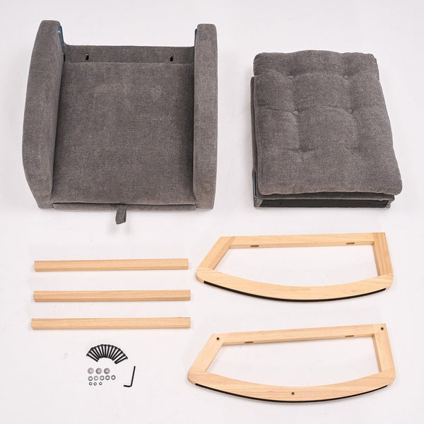 English Elm LY-5104 High Back Gray Accent Rocking Chair with Footrest, Foam+Spring Comfort, Rubber Wood Legs, Cozy Support for Living Room Nursery (38.36W x 39.76H) W2231P167565