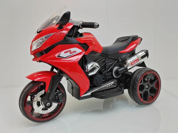 English Elm 12v Kids Ride on Motorcycle Three Wheel Electric Tricycle with Led Lights Bluetooth Red W1760110300
