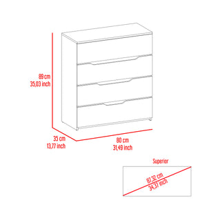 English Elm California Drawer Dresser - Four Spacious Drawers With Modern Multicolor Finish For Stylish Storage B128P148891