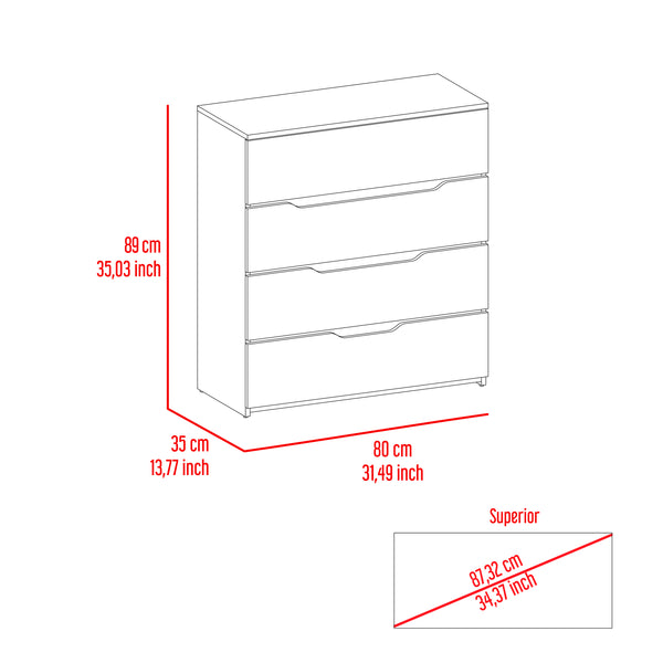 English Elm California Drawer Dresser - Four Spacious Drawers With Modern Multicolor Finish For Stylish Storage B128P148891