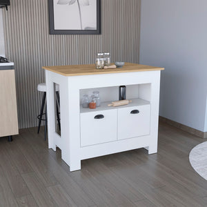 English Elm Arlet Kitchen Island Cabinet With Two Doors & Open Shelf - Stylish Storage & Prep Space Solution P2 B070P173164-GIGA