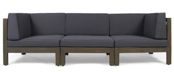 English Elm Brava Solid Acacia Cross-back Outdoor Armchair with Water-resistant Cushion Patio Seating 64491.00-64492.00-64493.00DGY