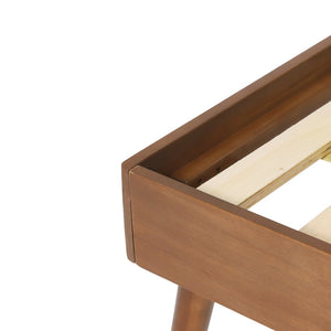 English Elm Cohron Solid Acacia Twin Platform Bed with Splayed Legs and Mid-century Modern Style 67062.00MEDBRN-K-FULL BED