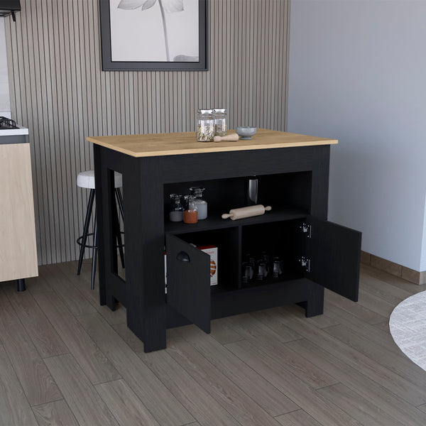 English Elm Arlet Kitchen Island Cabinet With Two Doors, Open Shelf, Durable Finish & Versatile Storage Solutions B200P173165