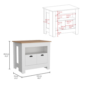 English Elm Arlet Kitchen Island Cabinet With Two Doors & Open Shelf – Stylish Storage For Any Kitchen Space B200P173164