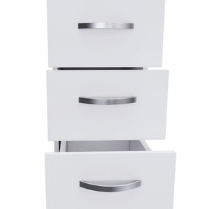 English Elm Preston Linen Cabinet in White with Glass Door, 3 Shelves & 3 Drawers, Engineered Wood Storage B128P148966