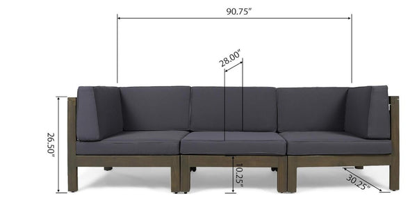 English Elm Brava Solid Acacia Cross-back Outdoor Armchair with Water-resistant Cushion Patio Seating 64491.00-64492.00-64493.00DGY
