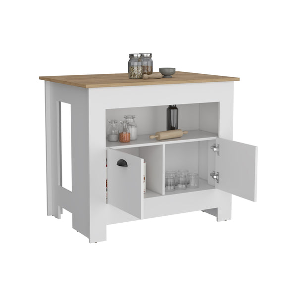 English Elm Arlet Kitchen Island Cabinet With Two Doors & Open Shelf – Stylish Storage For Any Kitchen Space B200P173164