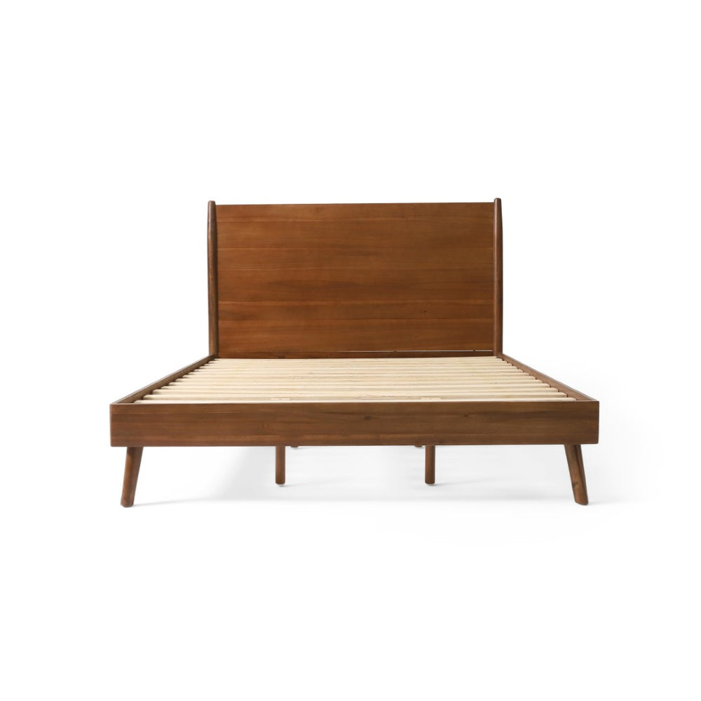 English Elm Cohron Solid Acacia Twin Platform Bed with Splayed Legs and Mid-century Modern Style 67062.00MEDBRN-Q-FULL BED