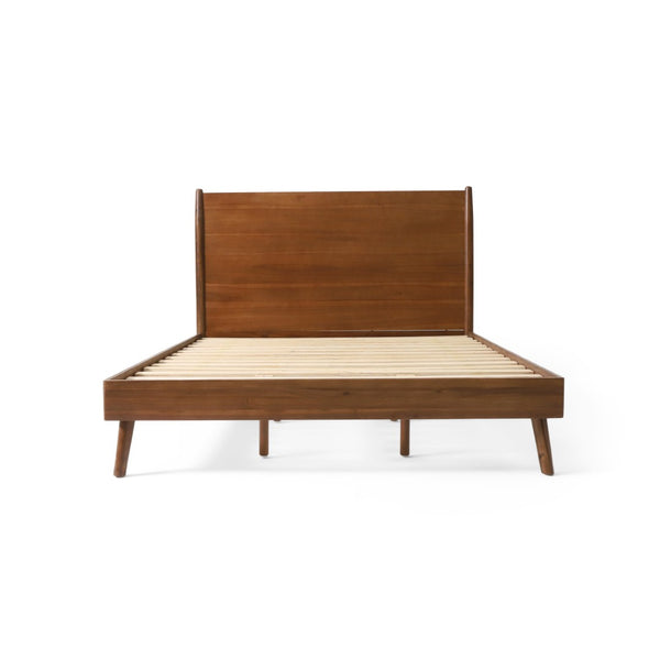 English Elm Cohron Solid Acacia Twin Platform Bed with Splayed Legs and Mid-century Modern Style 67062.00MEDBRN-Q-FULL BED