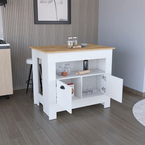 English Elm Arlet Kitchen Island Cabinet With Two Doors & Open Shelf - Stylish Storage & Prep Space Solution P2 B070P173164-GIGA