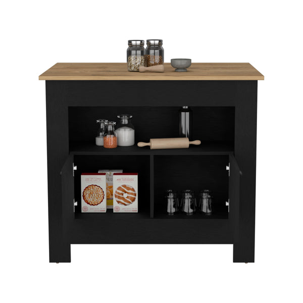 English Elm Arlet Kitchen Island Cabinet With Two Doors, Open Shelf, Durable Finish & Versatile Storage Solutions B200P173165