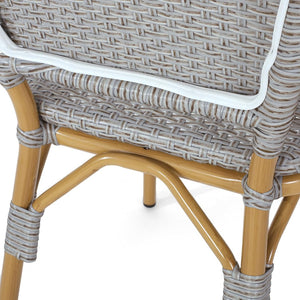 English Elm Outdoor Pe Rattan Bistro Chair Set of 2 with Powder-coated Aluminum Frame Patio 71420.00BGRY