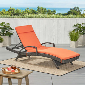 Christopher Knight Home® - Noble House - Salem Outdoor Orange Water Resistant Chaise Lounge Cushions - Set Of 2