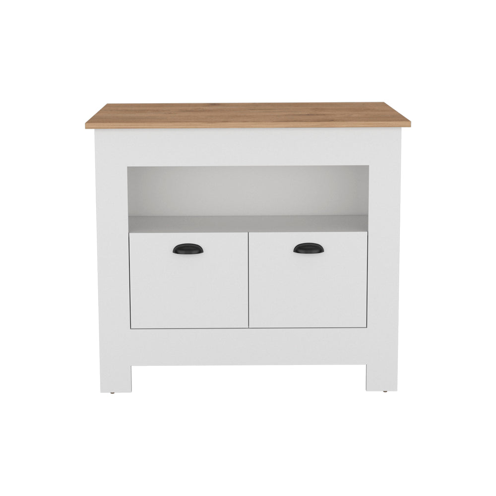 English Elm Arlet Kitchen Island Cabinet With Two Doors & Open Shelf – Stylish Storage For Any Kitchen Space B200P173164