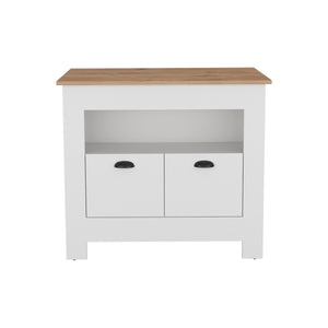 English Elm Arlet Kitchen Island Cabinet With Two Doors & Open Shelf – Stylish Storage For Any Kitchen Space B200P173164