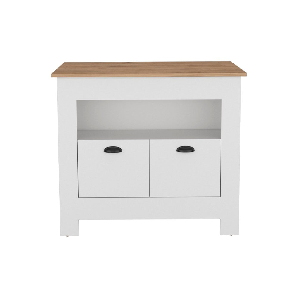 English Elm Arlet Kitchen Island Cabinet With Two Doors & Open Shelf - Stylish Storage & Prep Space Solution P2 B070P173164-GIGA