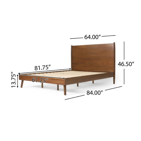 English Elm Cohron Solid Acacia Twin Platform Bed with Splayed Legs and Mid-century Modern Style 67062.00MEDBRN-Q-FULL BED