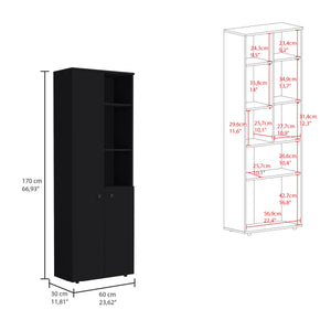 English Elm Konik Tall 67-Inch Kitchen Pantry Cabinet with Three Doors, Three Exterior Shelves, Slim Storage Solution Black 70.1 L x 16.5 W x 5.5 H B070P173167