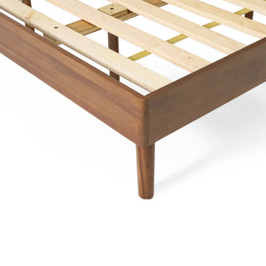 English Elm Cohron Solid Acacia Twin Platform Bed with Splayed Legs and Mid-century Modern Style 67062.00MEDBRN-K-FULL BED