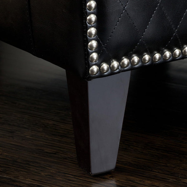 English Elm Christopher Knight Home® - MIA Black PU Club Chair with Quilted Seat, Stud Accents & Curved Back, Modern Comfort 28.75x29.75x30 in 52435.00PUBLK