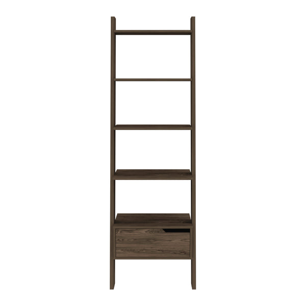 English Elm Hamburg Ladder Bookcase with Five Shelves & Drawer, Brown Engineered Wood, Sturdy Stylish Storage B128P148919
