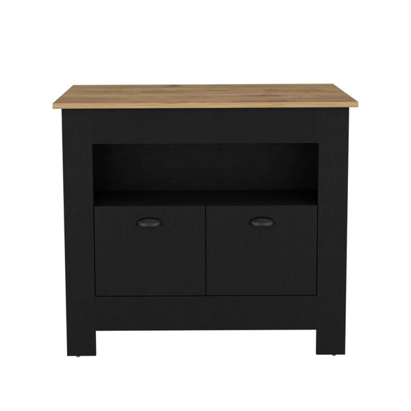 English Elm Arlet Kitchen Island Cabinet With Two Doors & Open Shelf - Stylish Storage & Prep Space Solution P1 B070P173165-GIGA