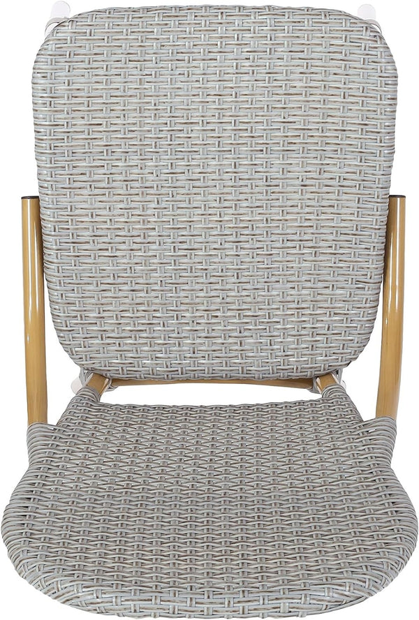 English Elm Outdoor Pe Rattan Bistro Chair Set of 2 with Powder-coated Aluminum Frame Patio 71420.00BGRY